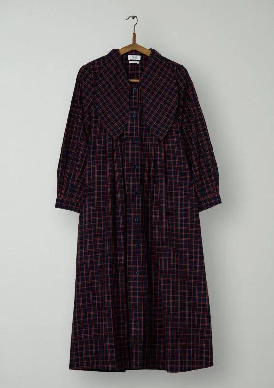 Reworn Tie Neck Check Cotton Dress Size 6 (1581) | Multi sold by TOAST