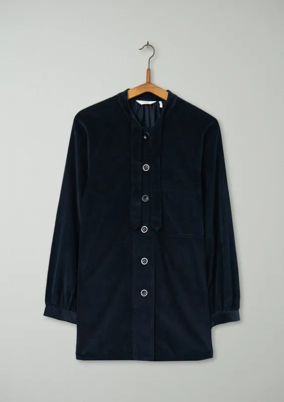 Reworn Tie Neck Needlecord Shirt Size 8 (881) | Slate Blue sold by TOAST
