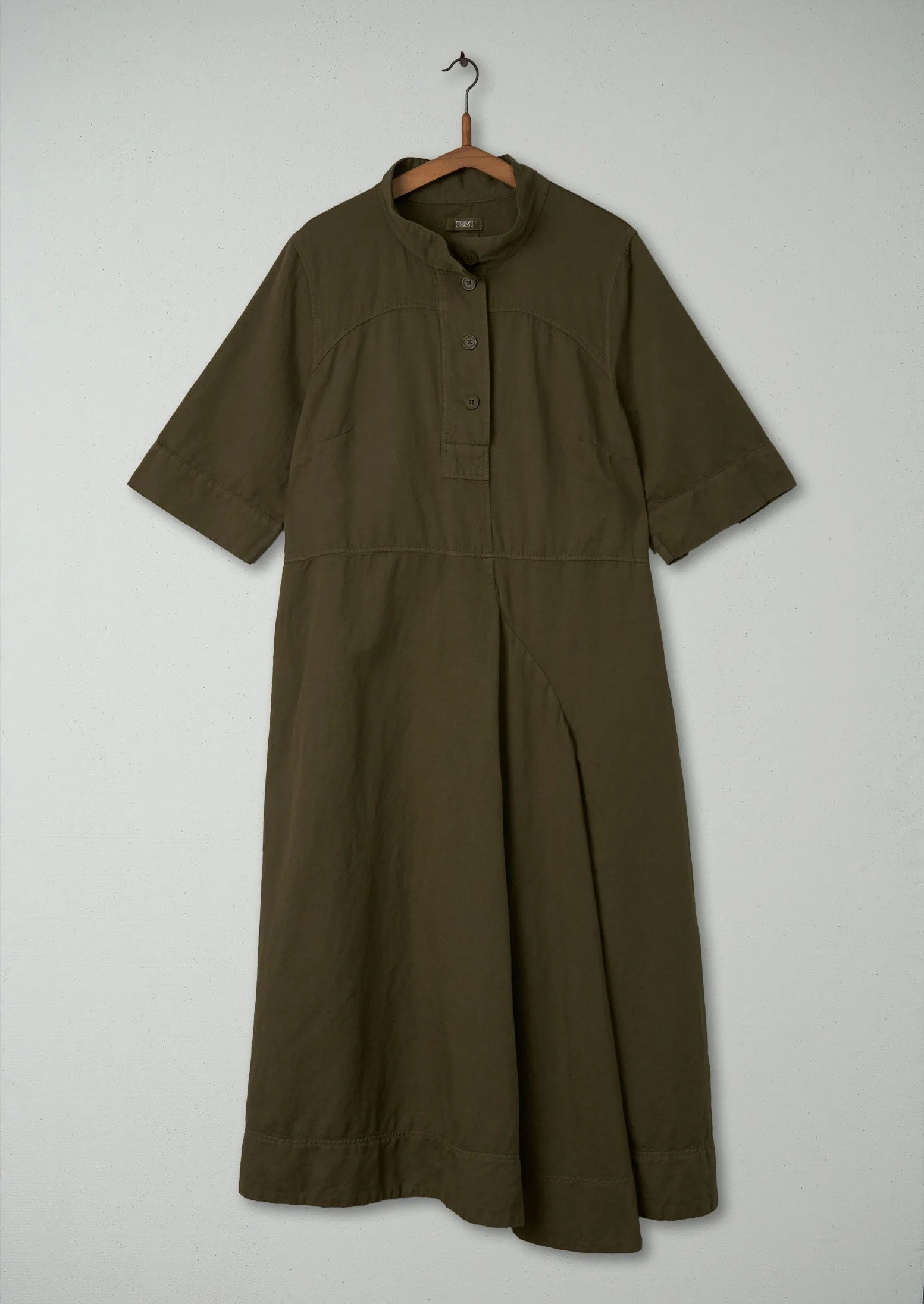 Reworn Draped Utility Dress Size 6 (1598) | Rich Olive sold by TOAST