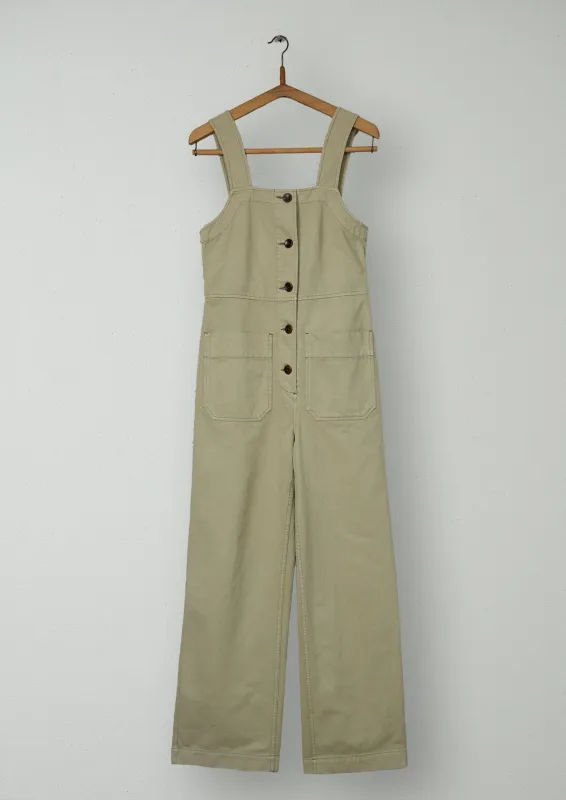 Reworn Cotton Dungarees Size 6 (1116) | Stone sold by TOAST