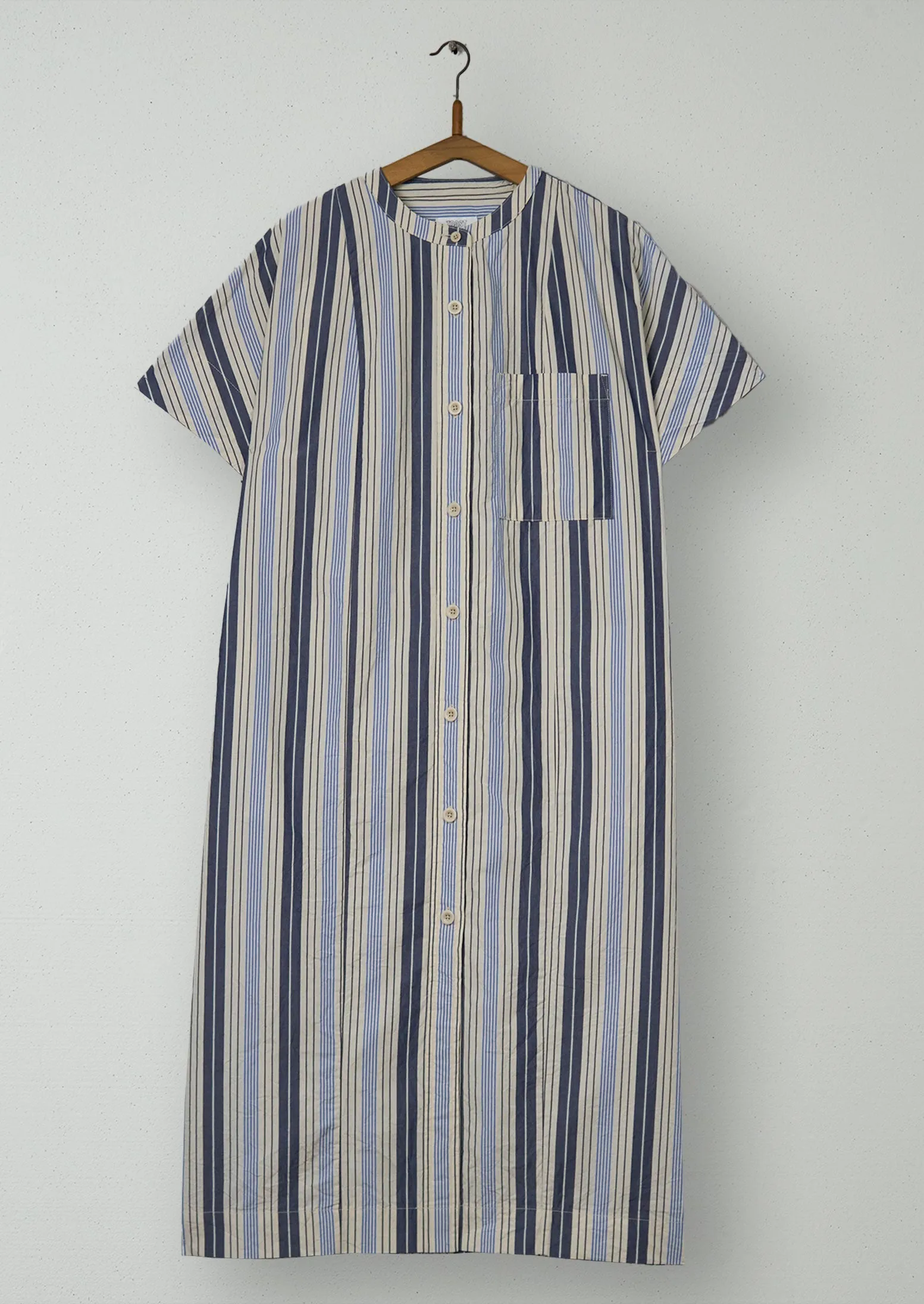 Reworn Drawstring Waist Stripe Cotton Shirt Dress Size M (1550) | Multi sold by TOAST