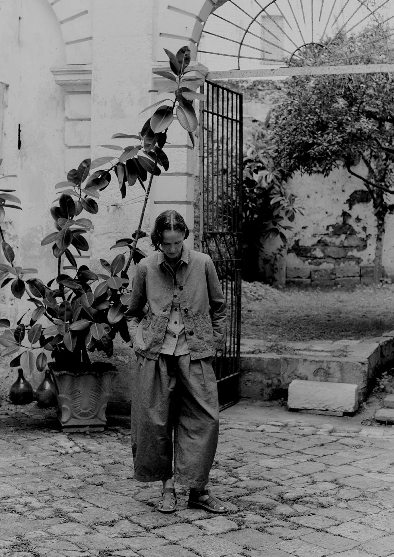 Carys Micro Houndstooth Wide Leg Trousers | Vintage White/Black sold by TOAST product image thumbnail 2