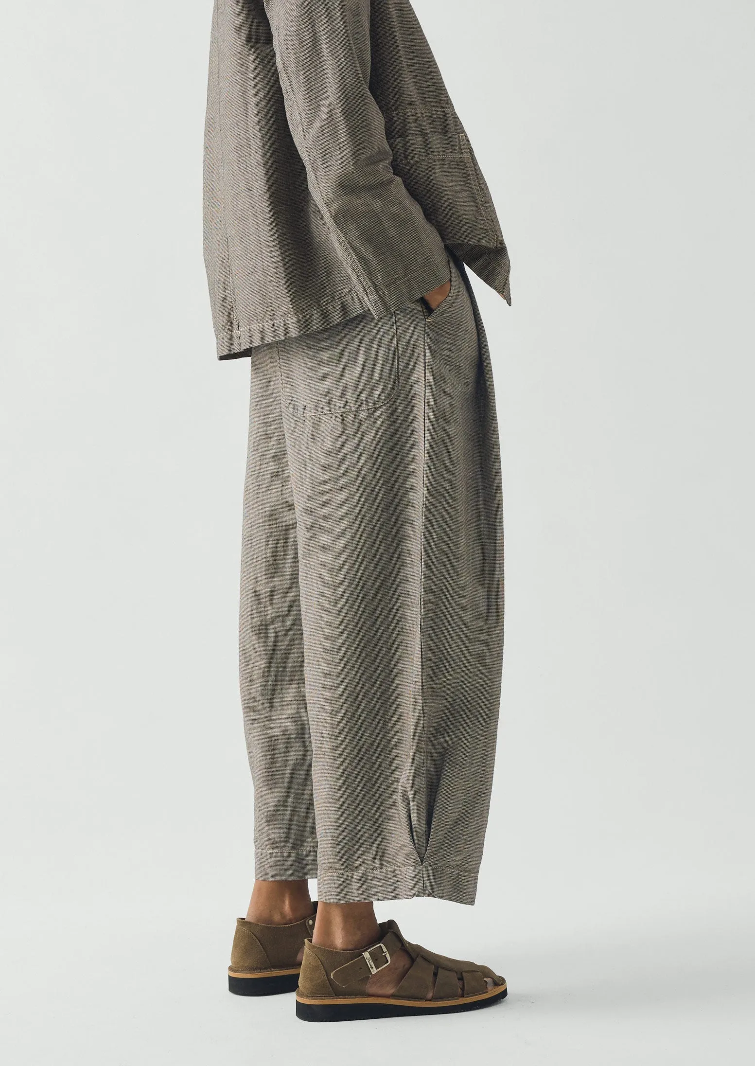 Carys Micro Houndstooth Wide Leg Trousers | Vintage White/Black sold by TOAST product image thumbnail 4