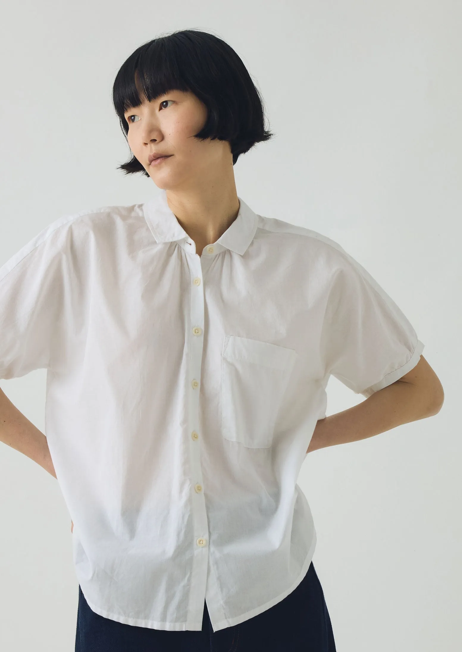 Cecily Gathered Cotton Shirt | White sold by TOAST product image thumbnail 2