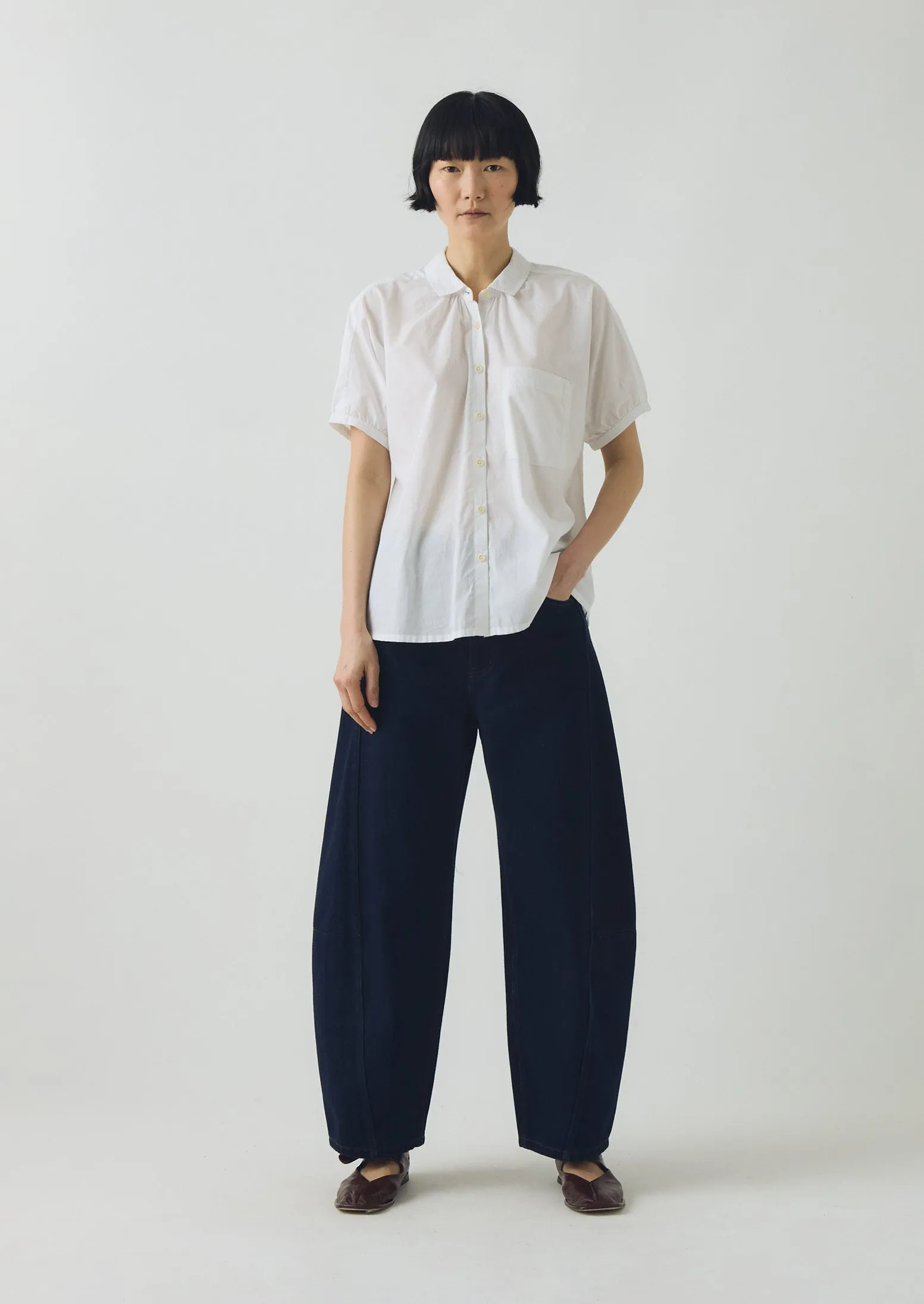 Cecily Gathered Cotton Shirt | White sold by TOAST product image thumbnail 3
