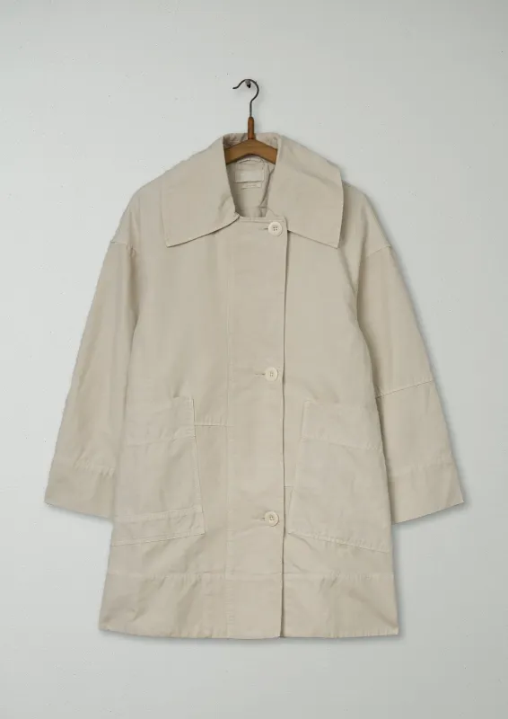 Reworn Cotton Linen Canvas Peacoat Size M (137) | Stone made by TOAST