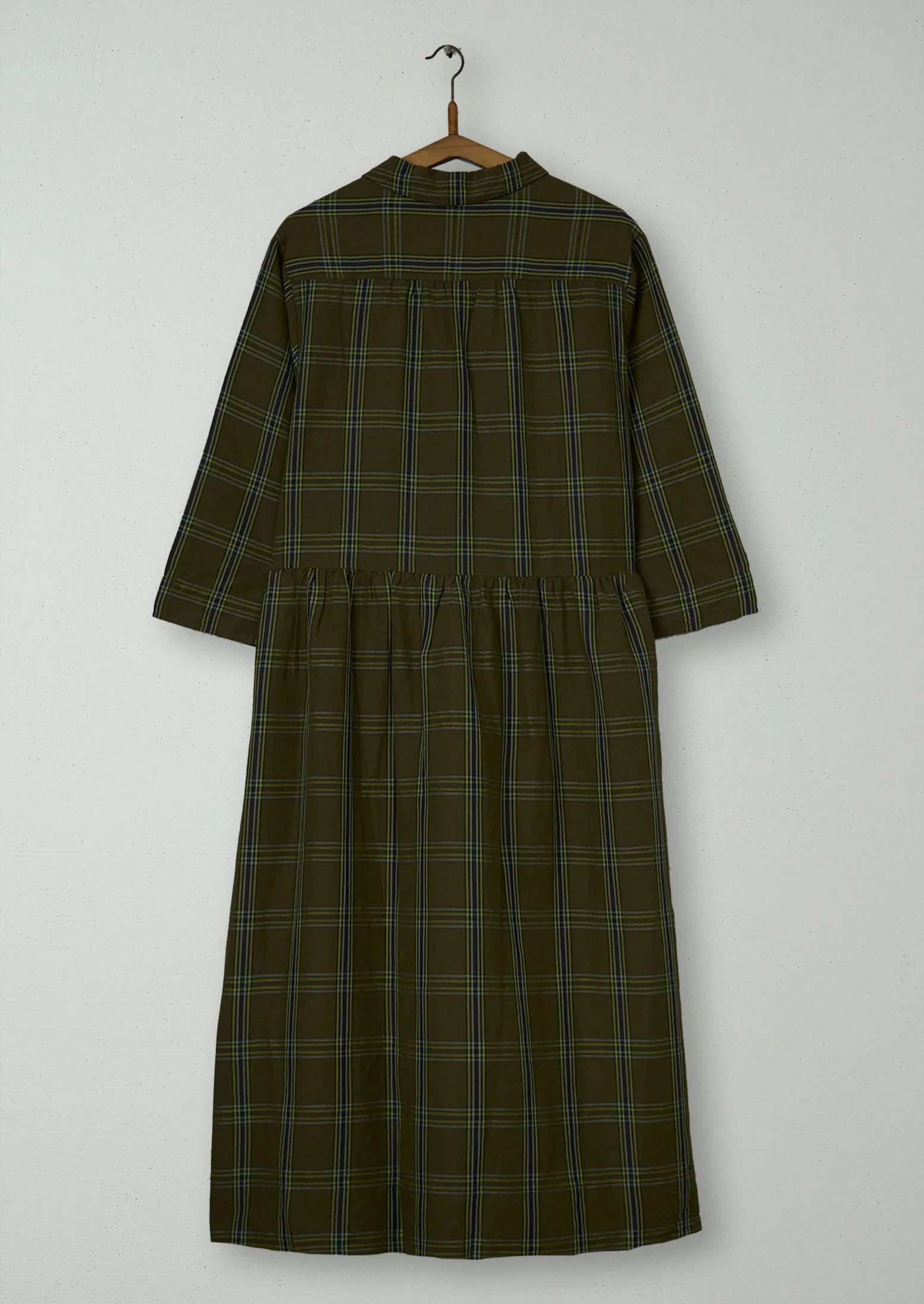 Reworn Check Twill Dress Size 8 (1536) | Rich Olive sold by TOAST product image thumbnail 2