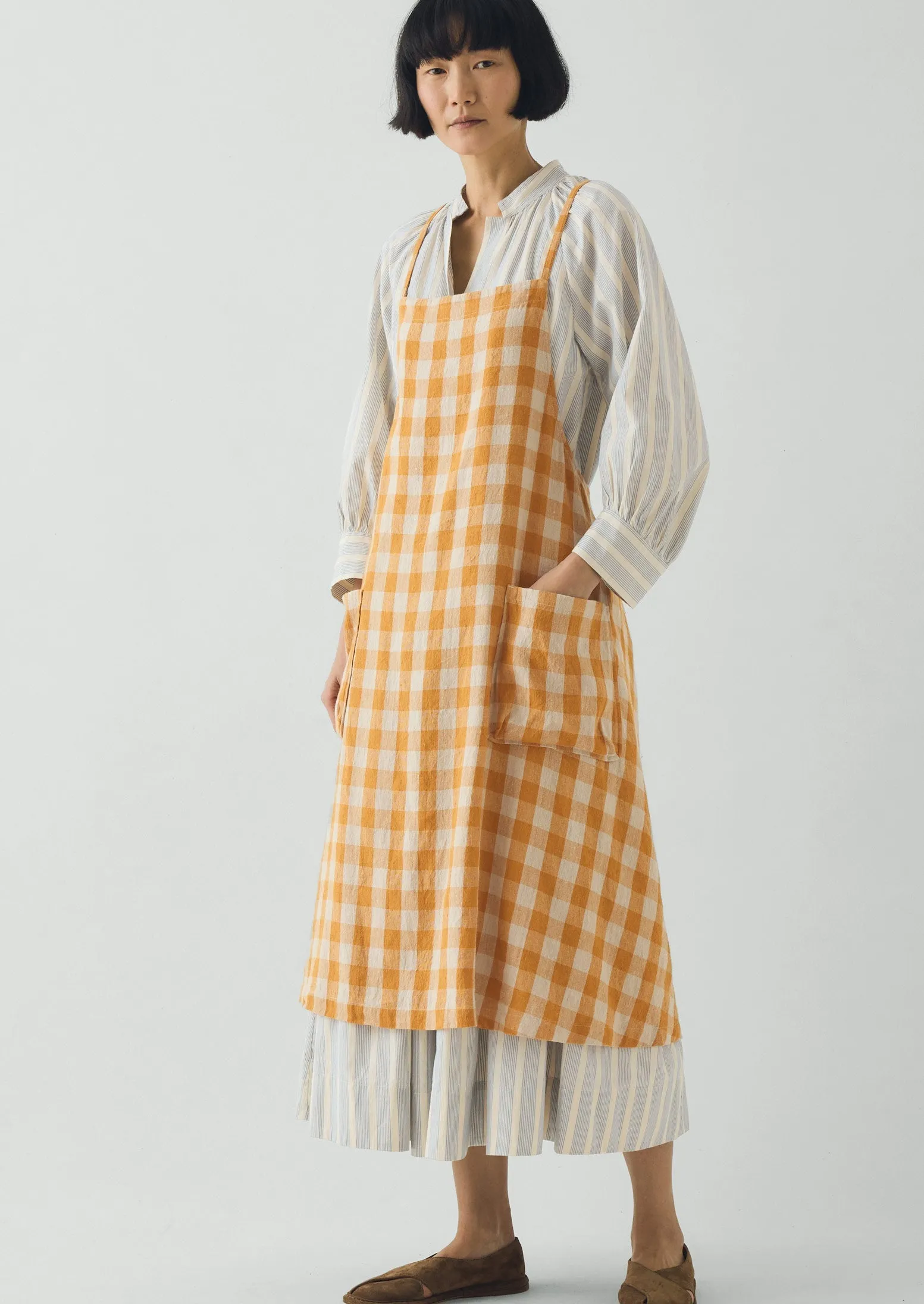 Orchard Check Cross Back Linen Cotton Apron | Mist/Cider sold by TOAST product image thumbnail 4