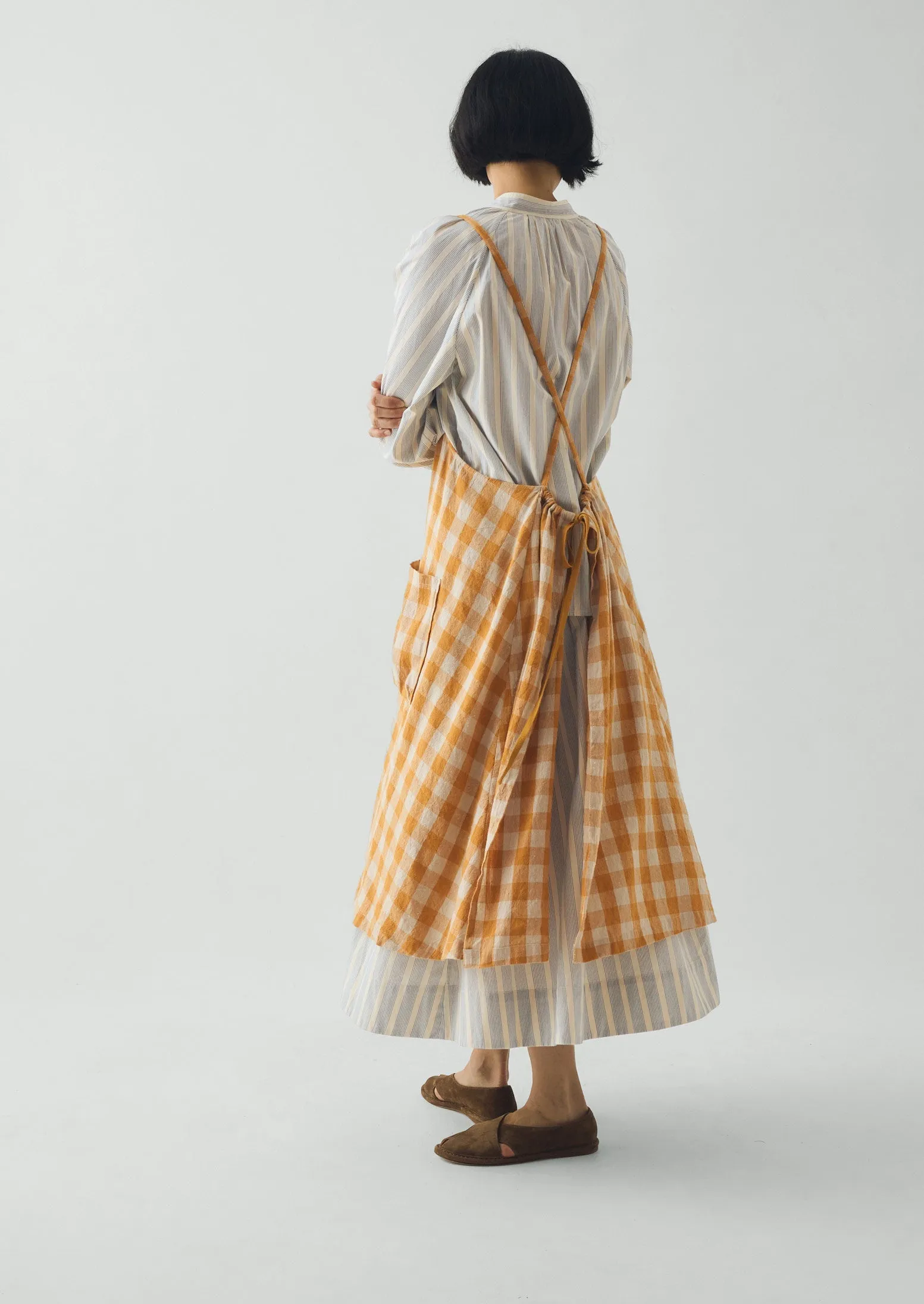 Orchard Check Cross Back Linen Cotton Apron | Mist/Cider sold by TOAST product image thumbnail 5