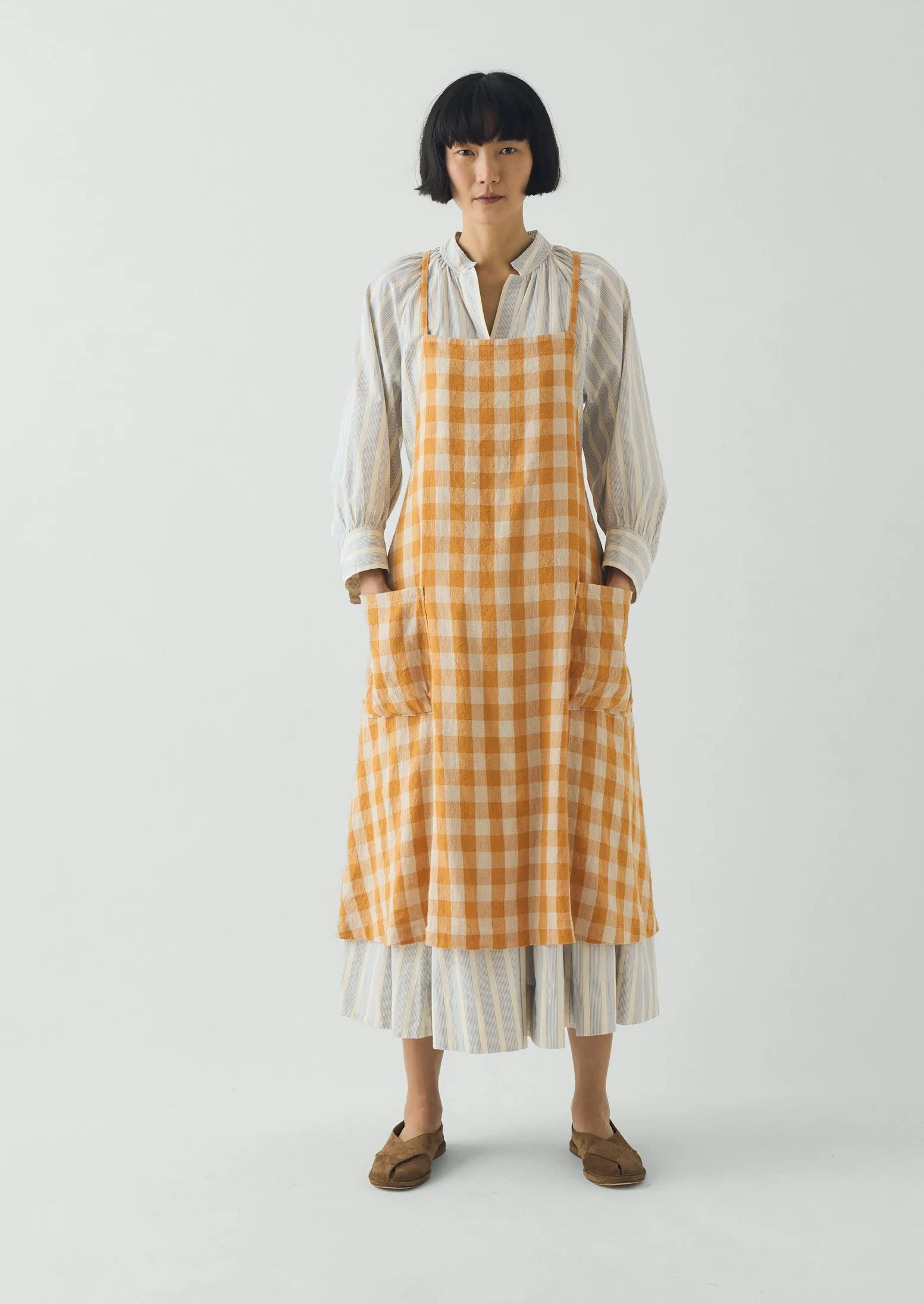 Orchard Check Cross Back Linen Cotton Apron | Mist/Cider sold by TOAST product image thumbnail 2