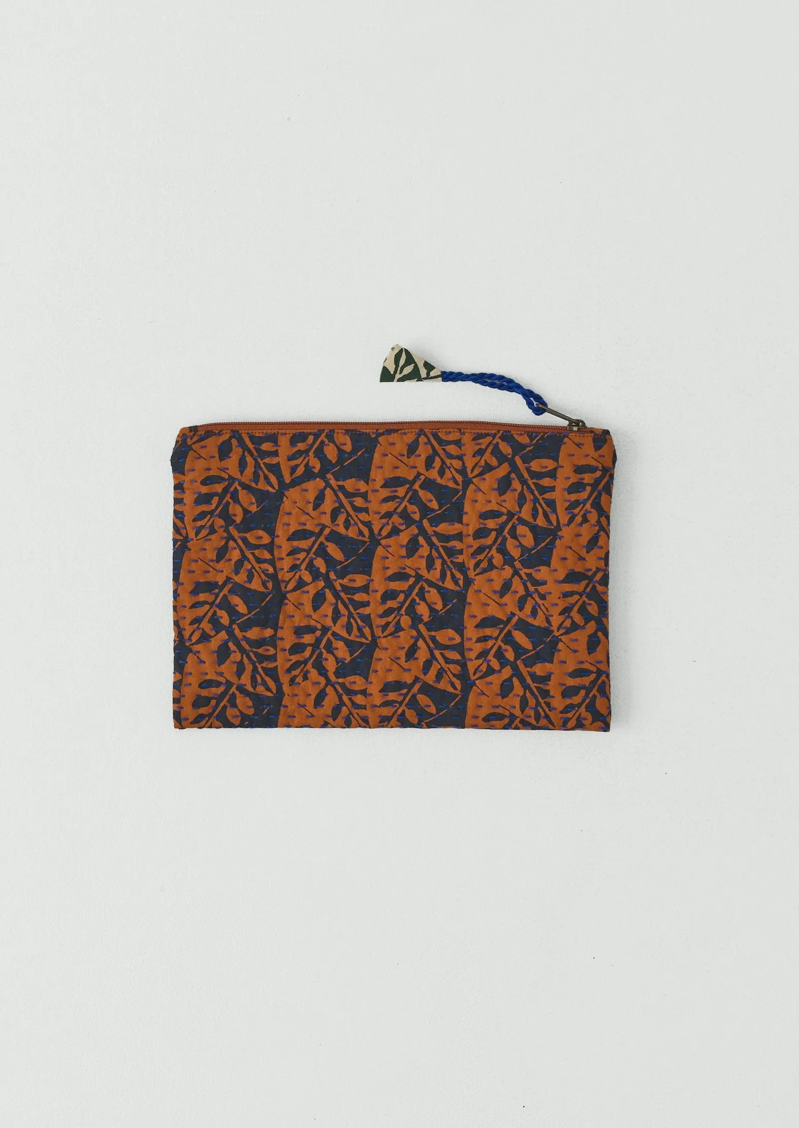 Remnant Fabric Kantha Pouch | Spice/Midnight sold by TOAST