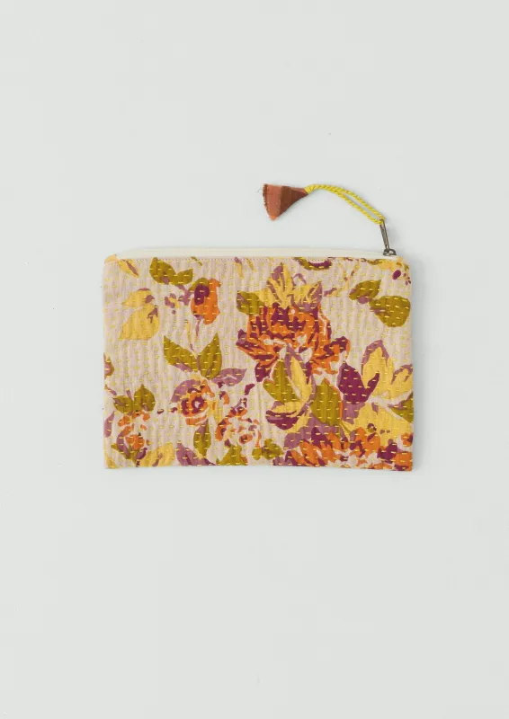 Remnant Fabric Kantha Pouch | Rose/Mimosa sold by TOAST