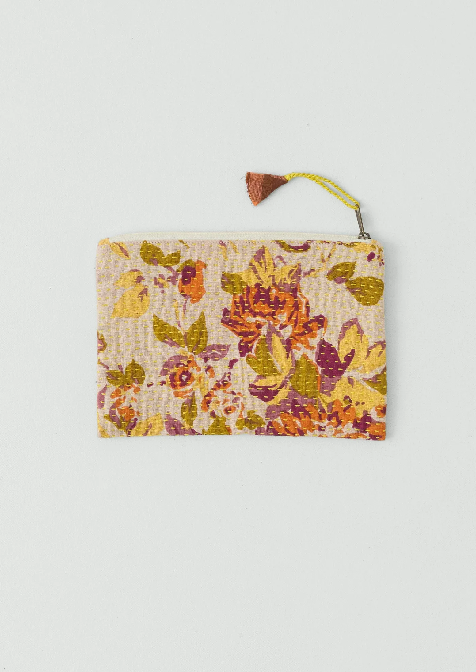 Remnant Fabric Kantha Pouch | Rose/Mimosa sold by TOAST