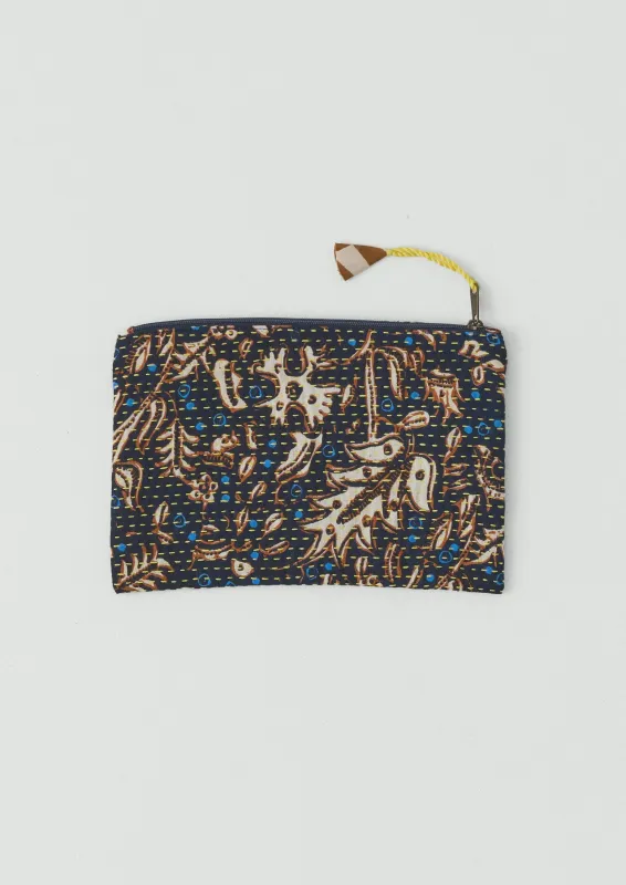 Remnant Fabric Kantha Pouch | Navy/Copper sold by TOAST