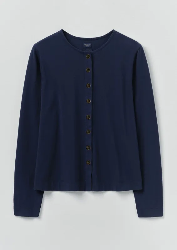 Button Through Cotton Jersey Tee | Indigo Blue sold by TOAST