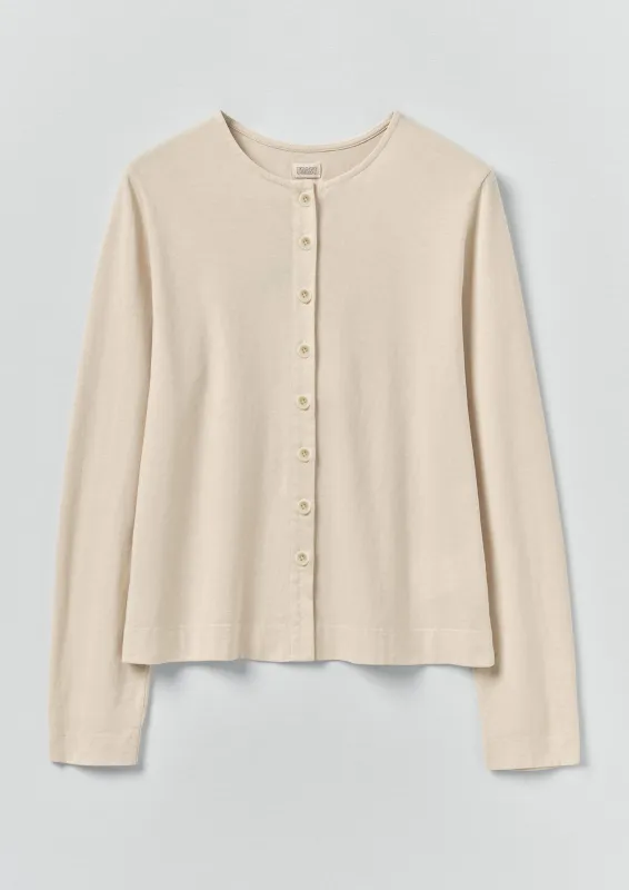 Button Through Cotton Jersey Tee | Egret sold by TOAST