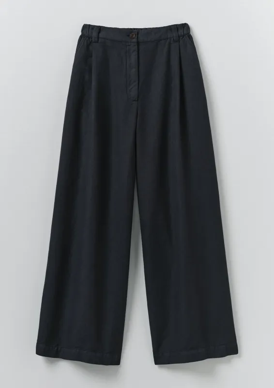 Wide Leg Cotton Linen Twill Trousers | Nile Blue sold by TOAST