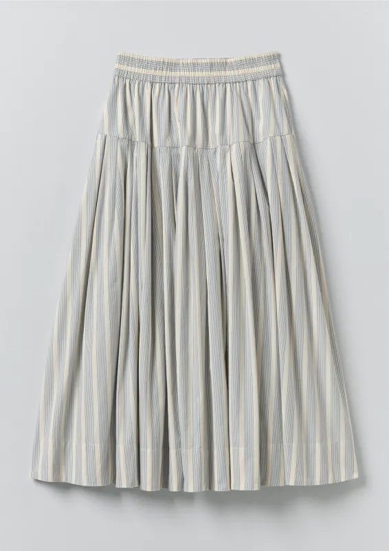 Pleated Stripe Cotton Skirt | Ecru/Blue sold by TOAST