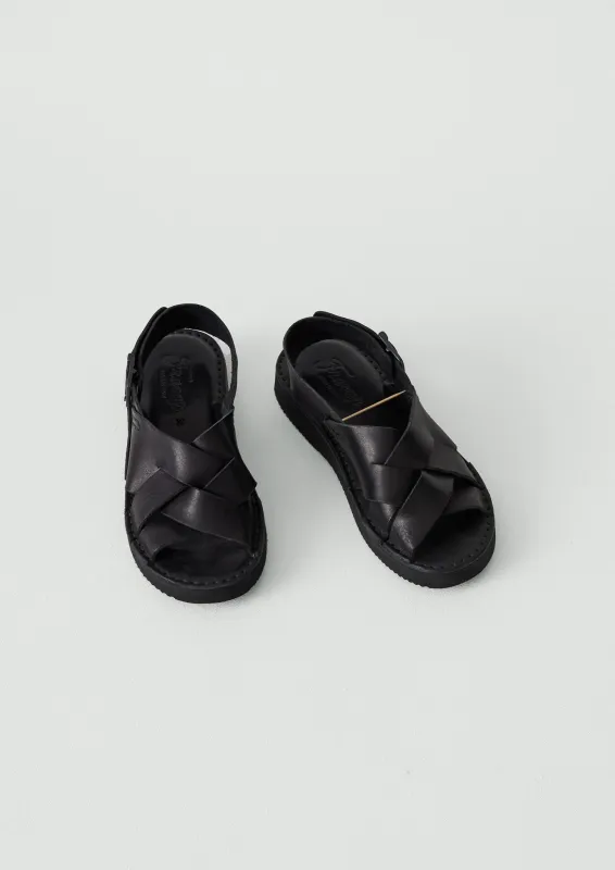 Fracap Yves Leather Sandals | Black sold by TOAST