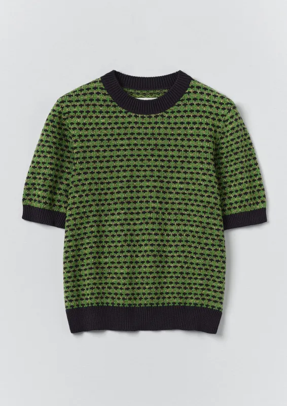 Jacquard Knitted Cotton Top | Green Multi sold by TOAST