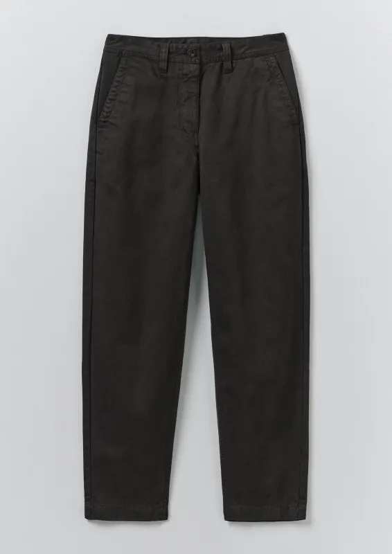 Garment Dyed Cotton Twill Trousers | Soft Black made by TOAST