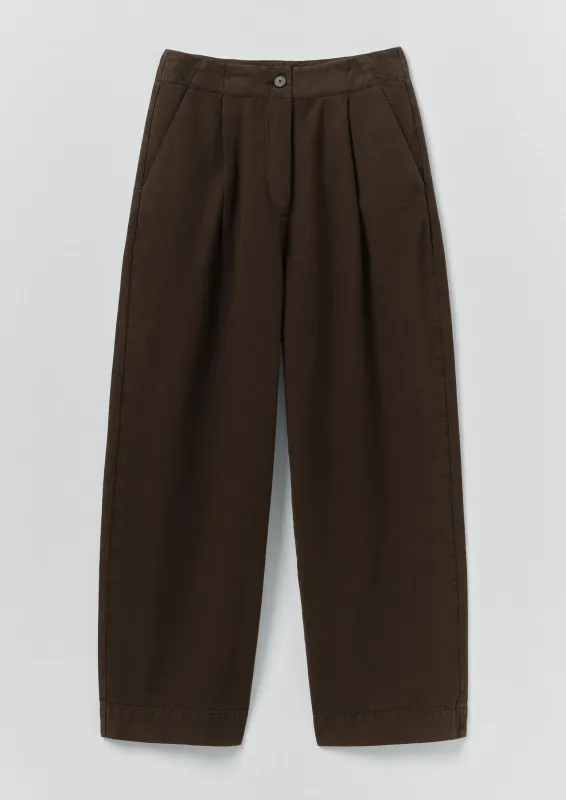 Pleat Front Garment Dyed Cotton Trousers | Black Walnut sold by TOAST