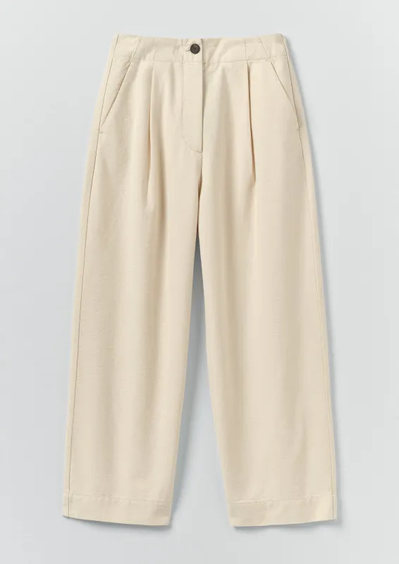 Pleat Front Cotton Trousers | Natural sold by TOAST