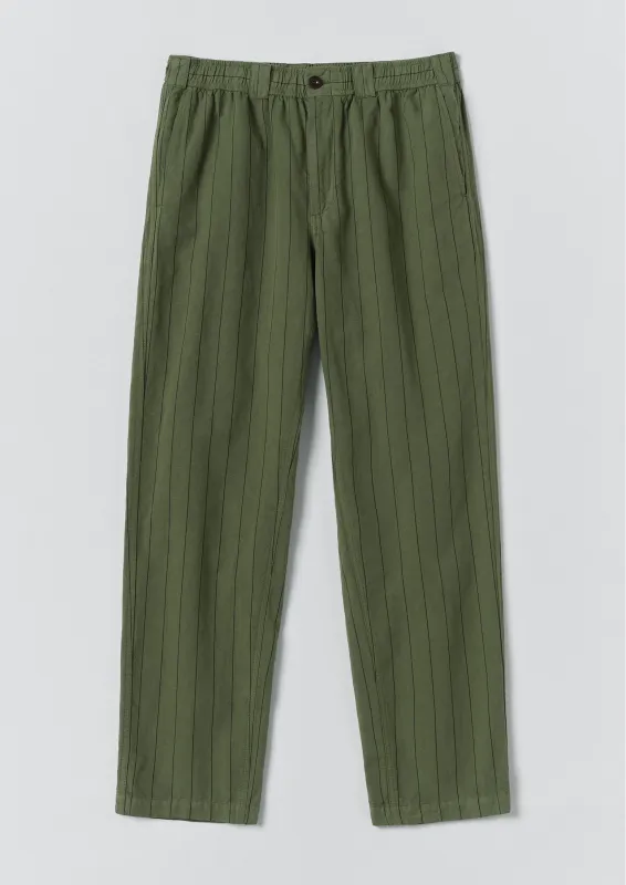 Overdyed Stripe Elasticated Cotton Linen Trousers | Basil sold by TOAST