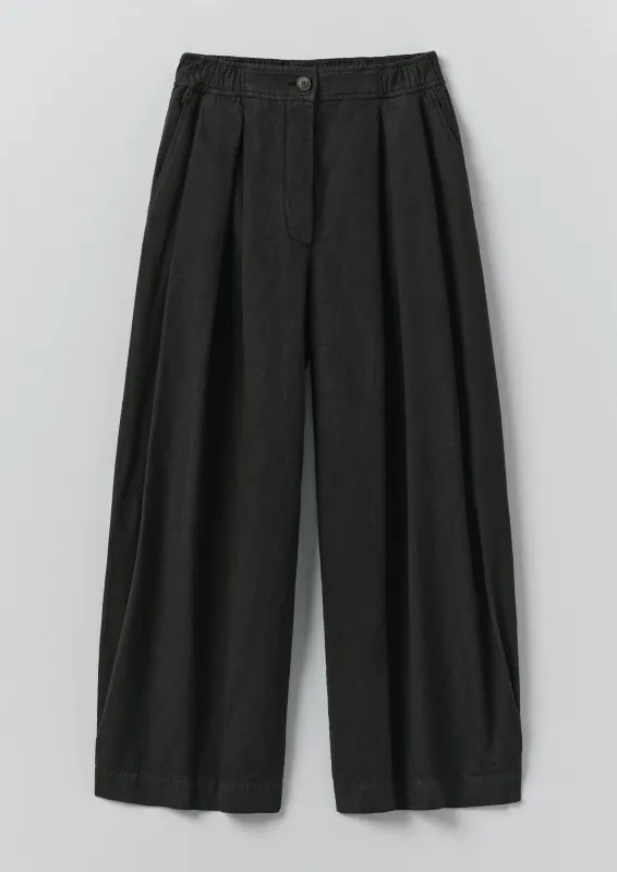 Carys Cotton Linen Canvas Wide Leg Trousers | Soft Black sold by TOAST