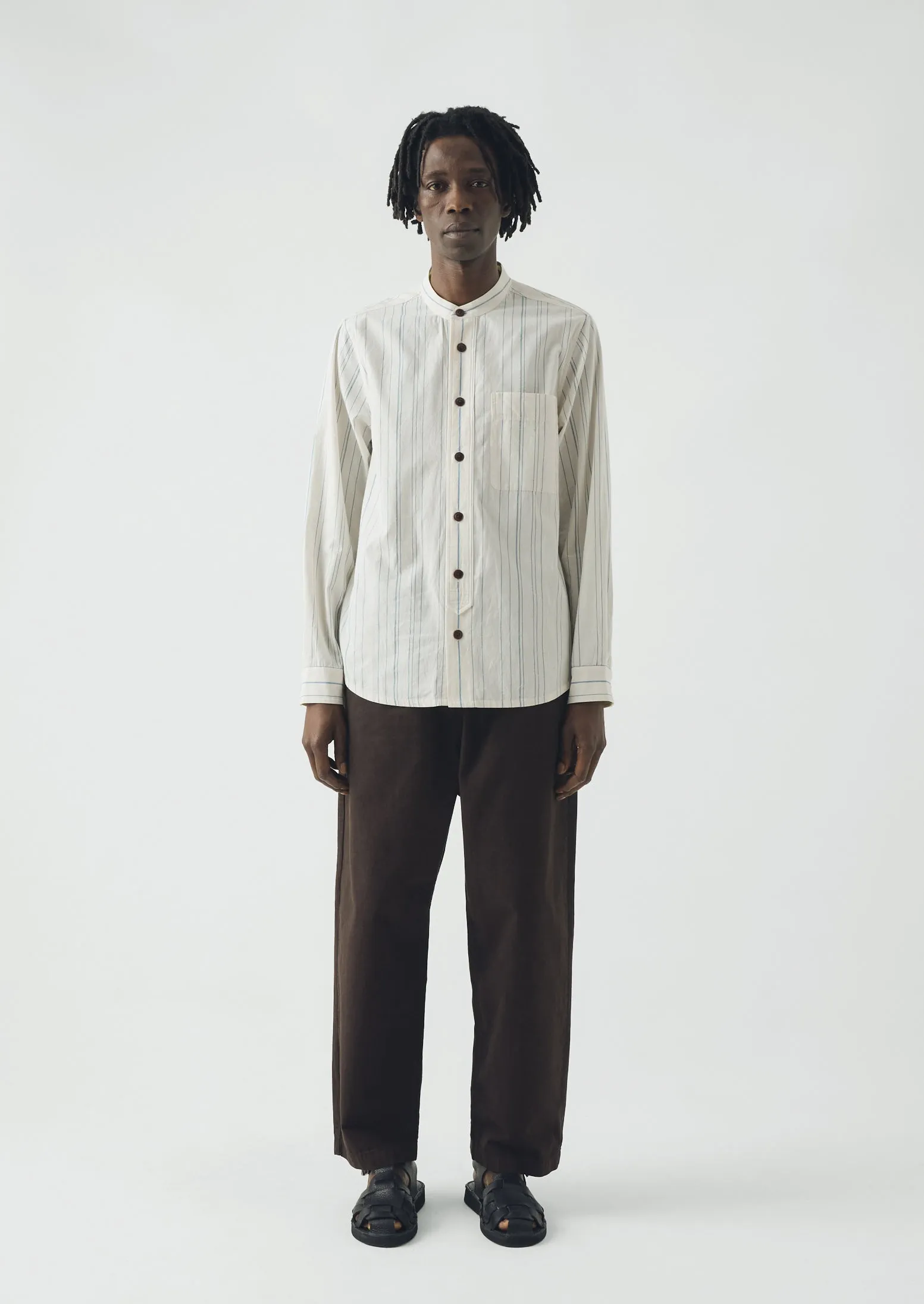 Jasper Irregular Stripe Cotton Shirt | Ecru/Cobalt sold by TOAST product image thumbnail 2