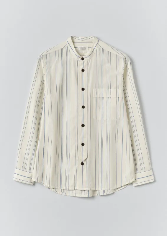 Jasper Irregular Stripe Cotton Shirt | Ecru/Cobalt made by TOAST