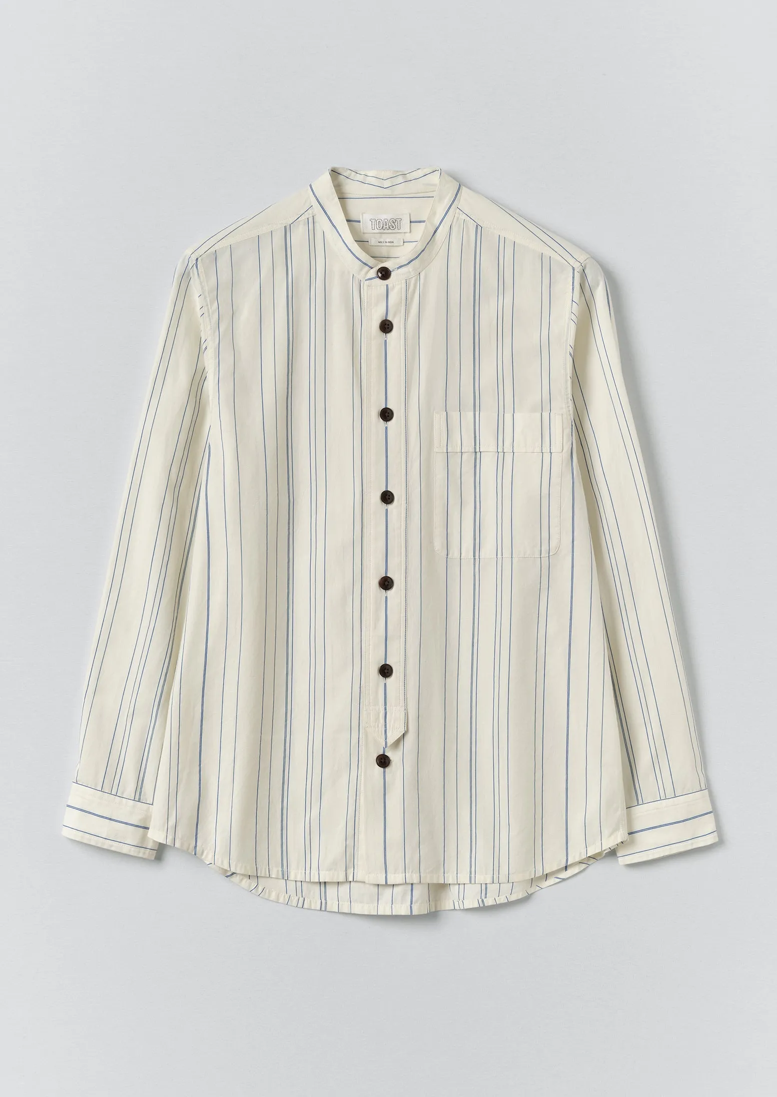 Jasper Irregular Stripe Cotton Shirt | Ecru/Cobalt sold by TOAST