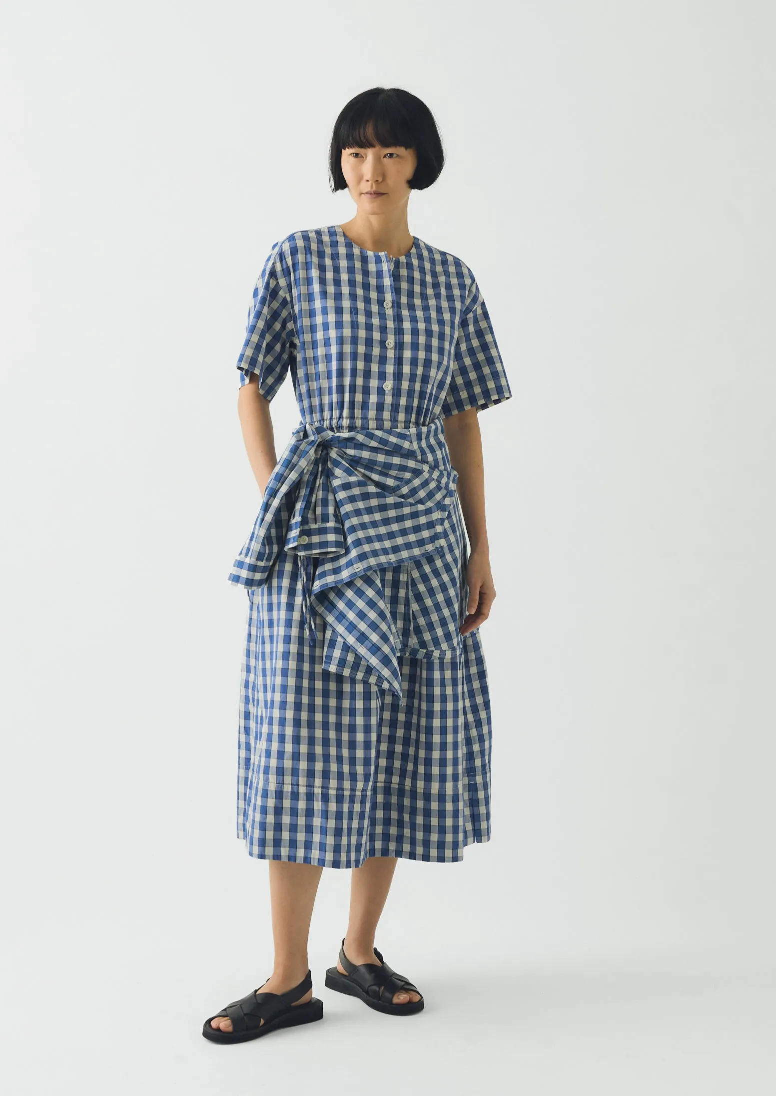 Gingham Check Cotton Dress | Pacific Blue sold by TOAST product image thumbnail 4