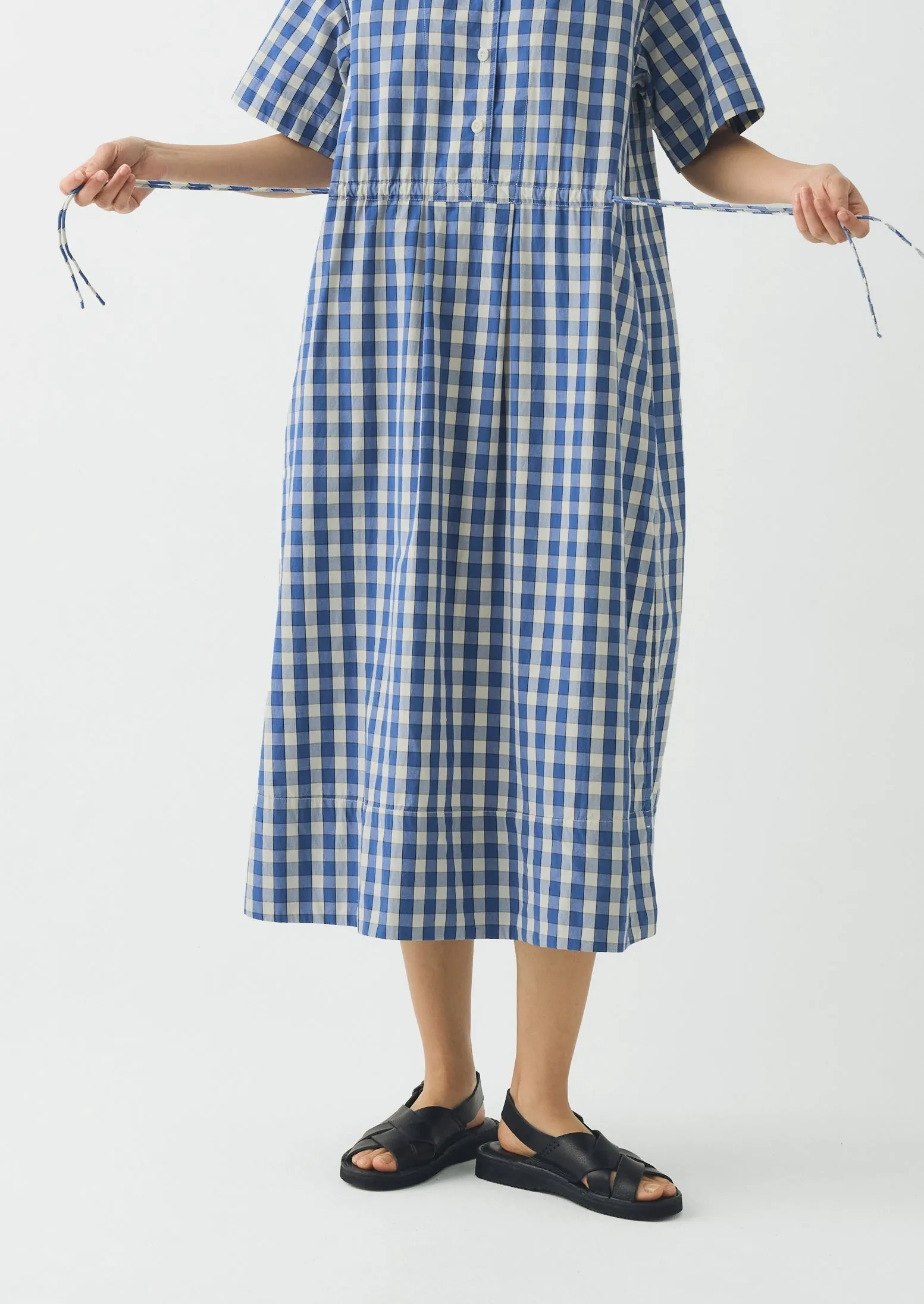 Gingham Check Cotton Dress | Pacific Blue sold by TOAST product image thumbnail 5