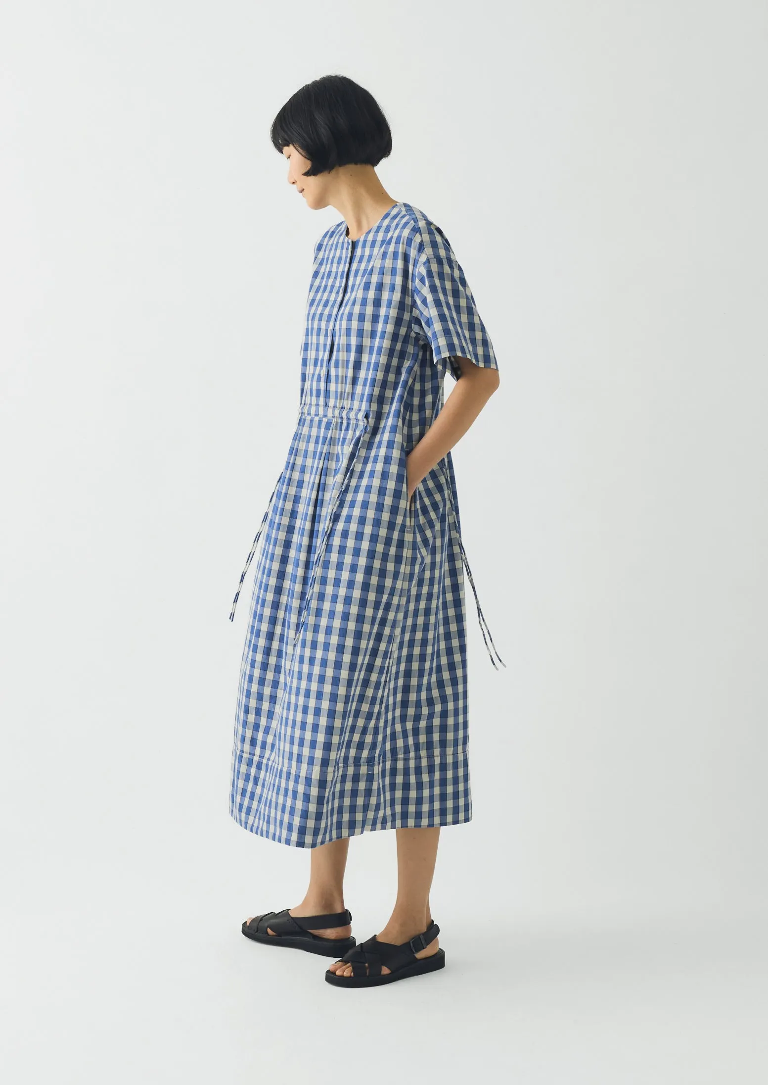 Gingham Check Cotton Dress | Pacific Blue sold by TOAST product image thumbnail 2