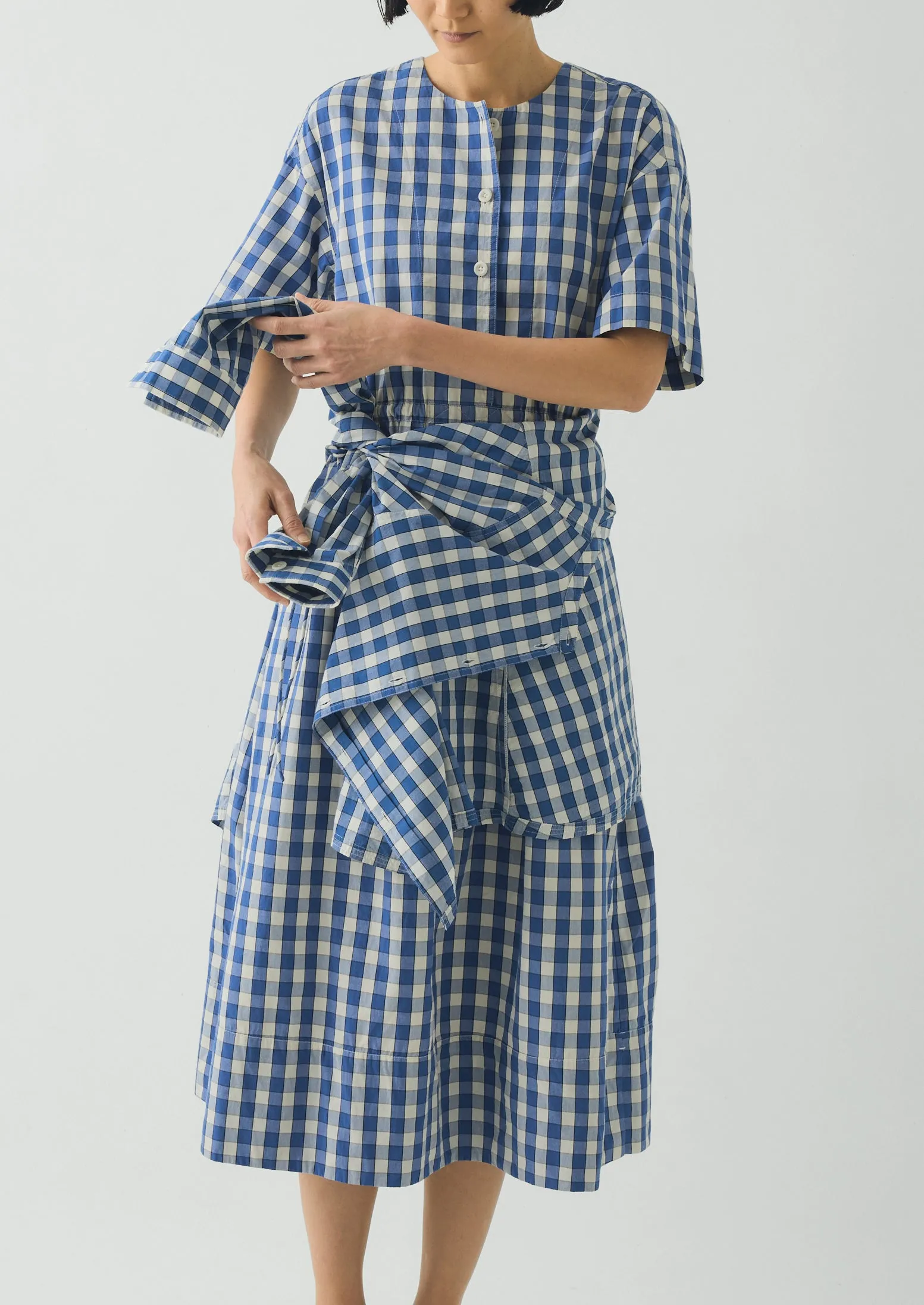Gingham Check Cotton Dress | Pacific Blue sold by TOAST product image thumbnail 3