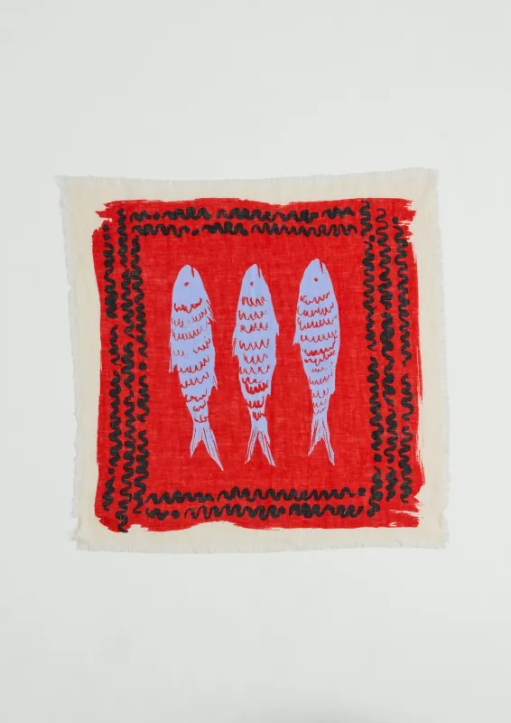 Market Fish Linen Bandana | Poppy sold by TOAST