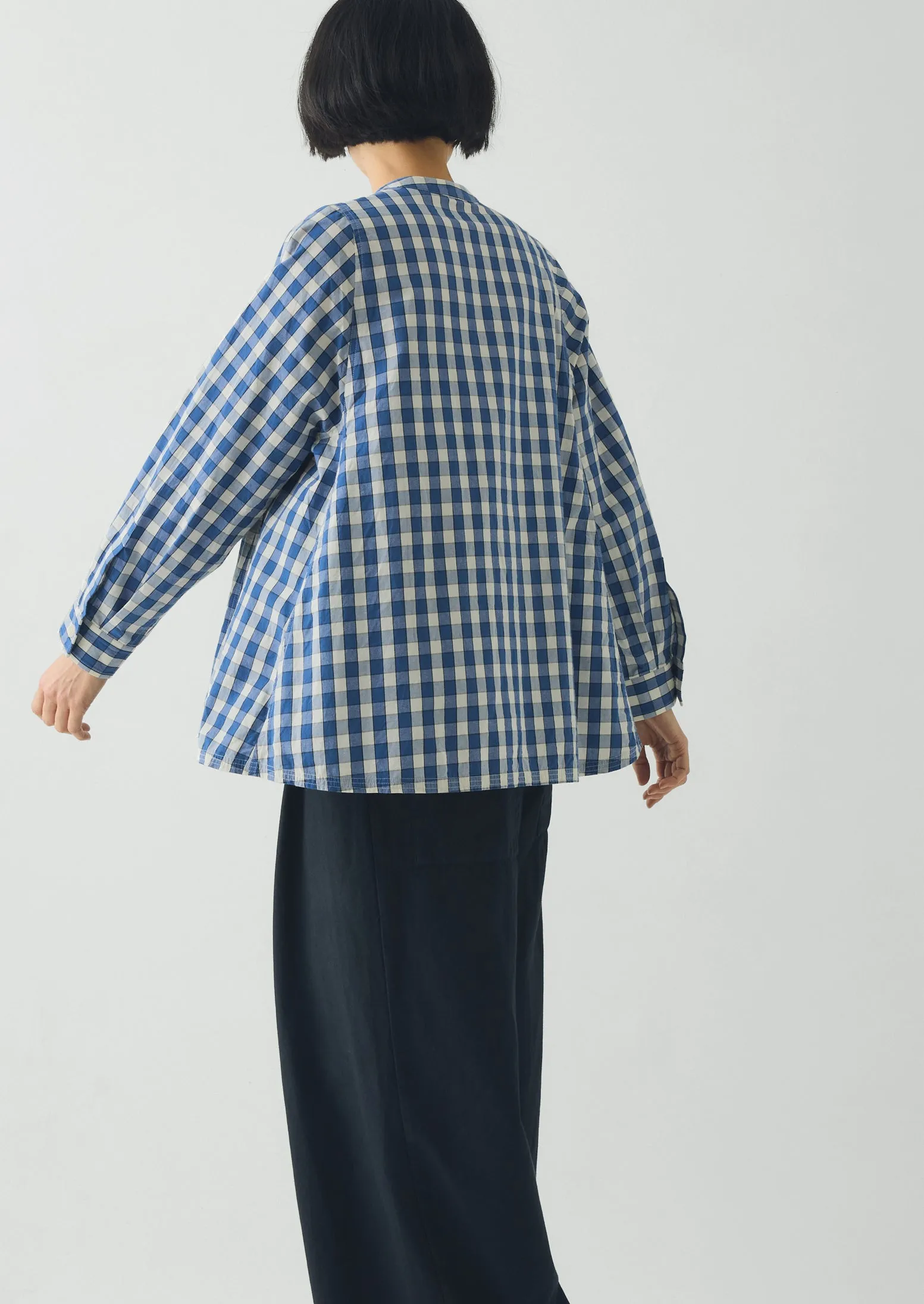 Alfresco Gingham Cotton Shirt | Pacific Blue sold by TOAST product image thumbnail 4