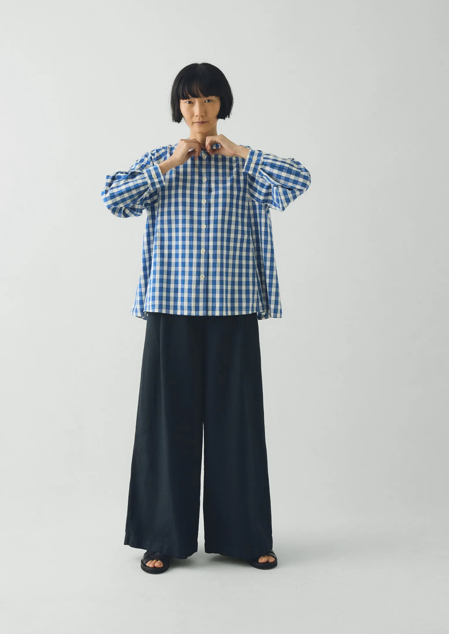 Alfresco Gingham Cotton Shirt | Pacific Blue sold by TOAST product image thumbnail 3