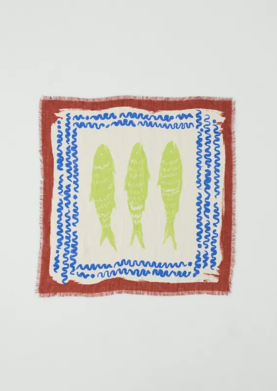 Market Fish Linen Bandana | Ecru sold by TOAST