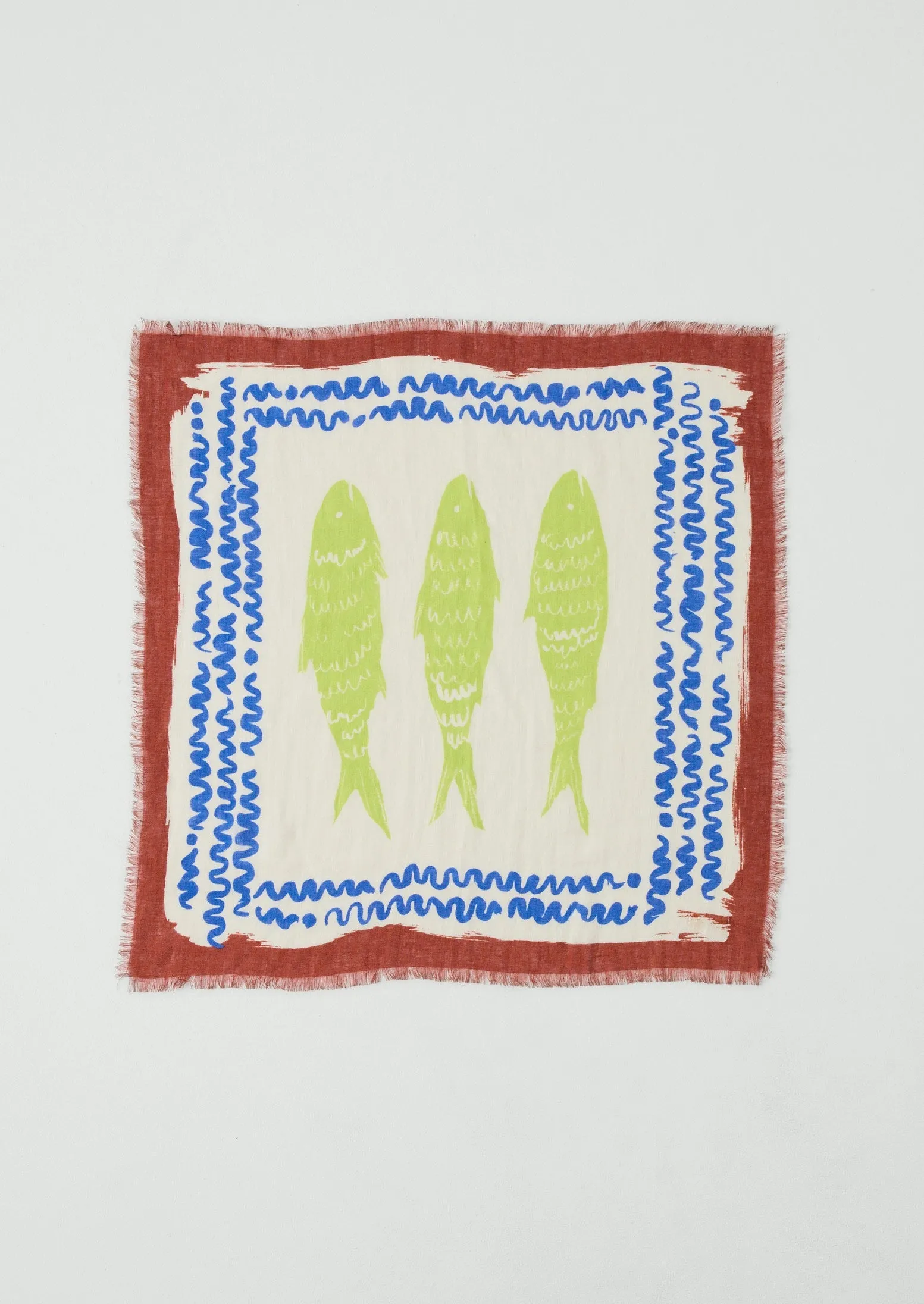 Market Fish Linen Bandana | Ecru sold by TOAST