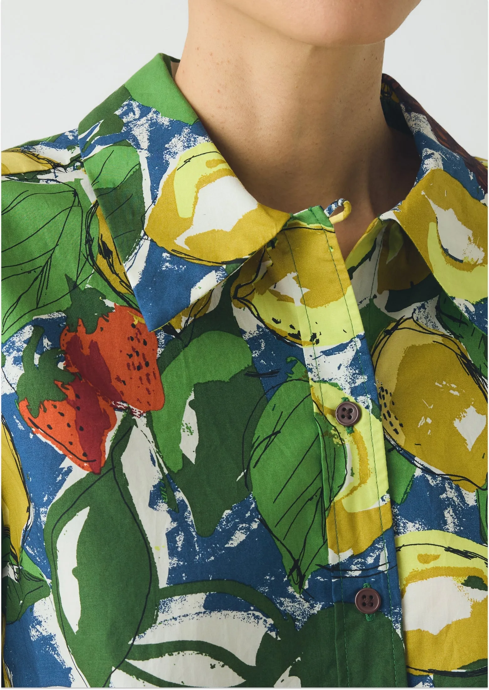 Gia Sketched Fruit Print Shirt | Verdigris/Multi sold by TOAST product image thumbnail 3