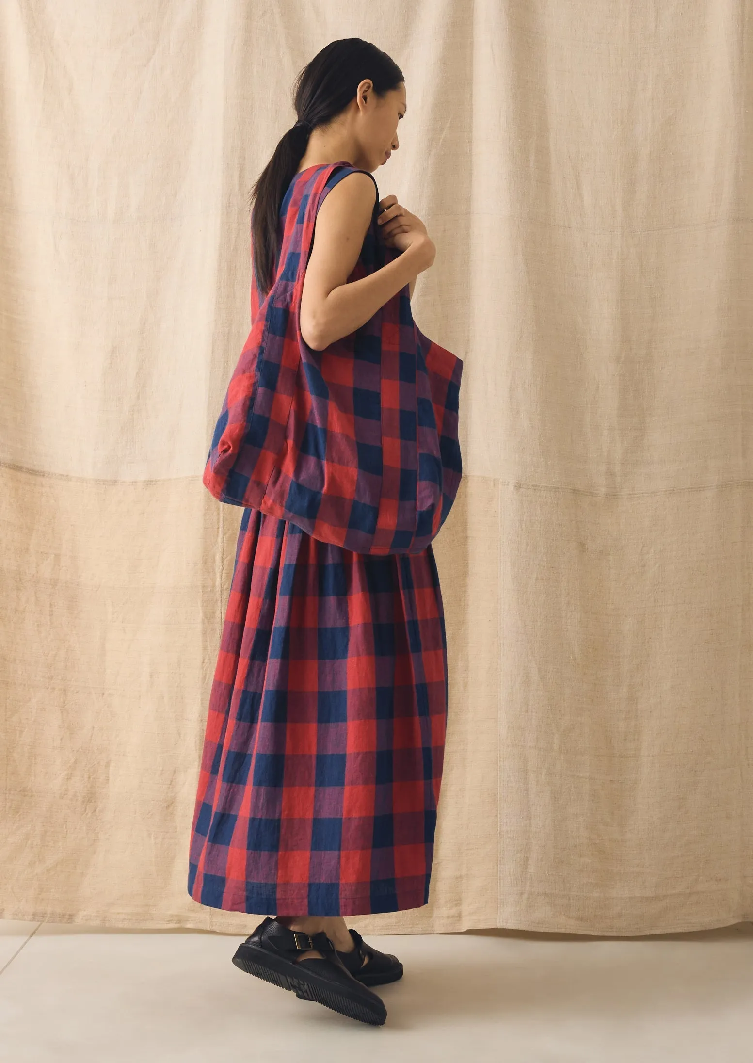 Gingham Check Linen Bag | Raspberry/Blue sold by TOAST product image thumbnail 2