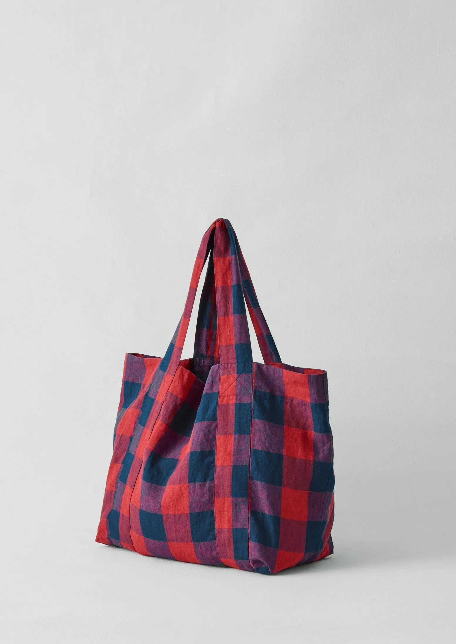 Gingham Check Linen Bag | Raspberry/Blue sold by TOAST product image thumbnail 3