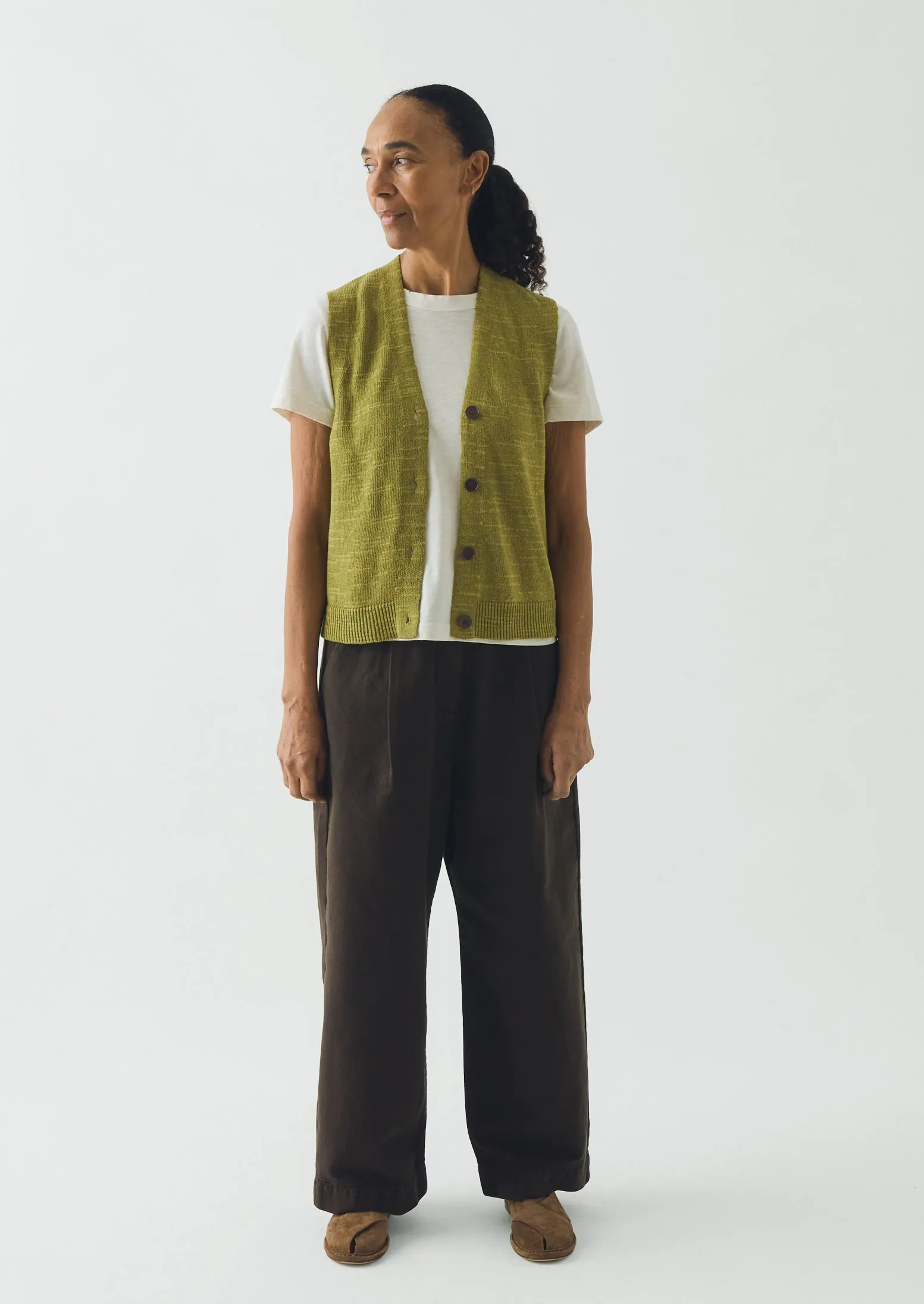 Fine Knitted Linen Cotton Tank | Lime sold by TOAST product image thumbnail 2