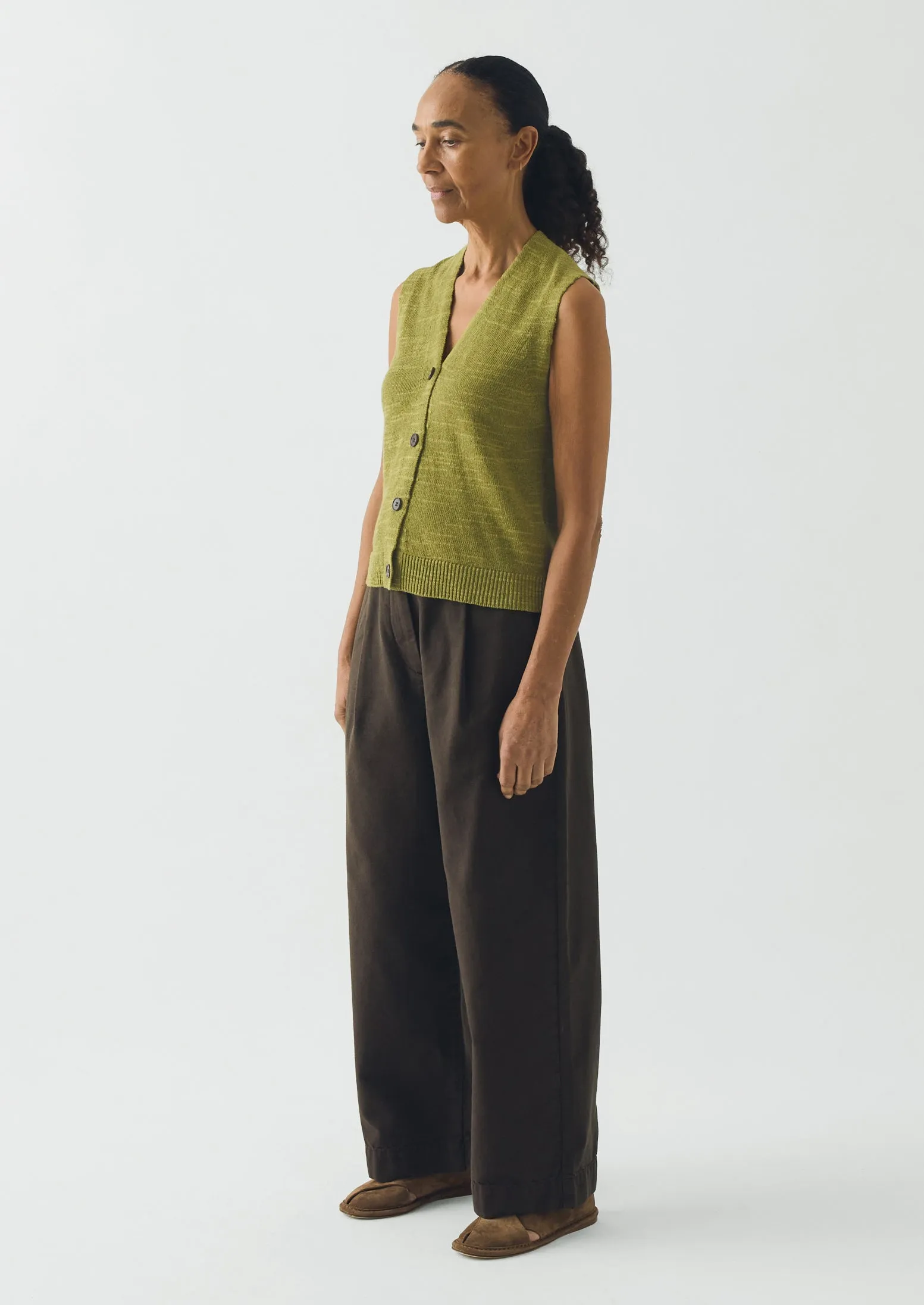 Fine Knitted Linen Cotton Tank | Lime sold by TOAST product image thumbnail 3