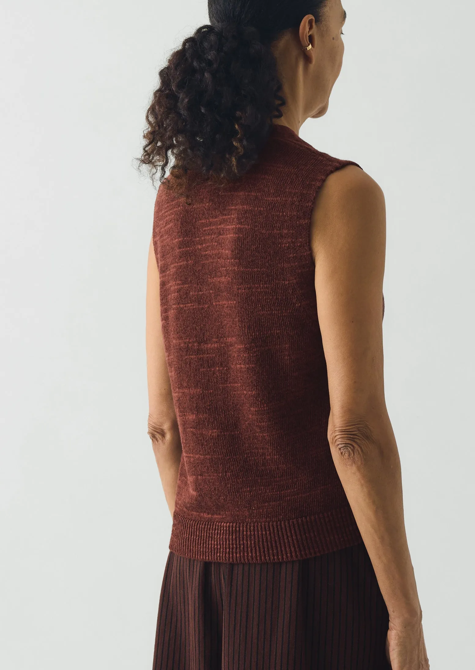 Fine Knitted Linen Cotton Tank | Beetroot sold by TOAST product image thumbnail 4