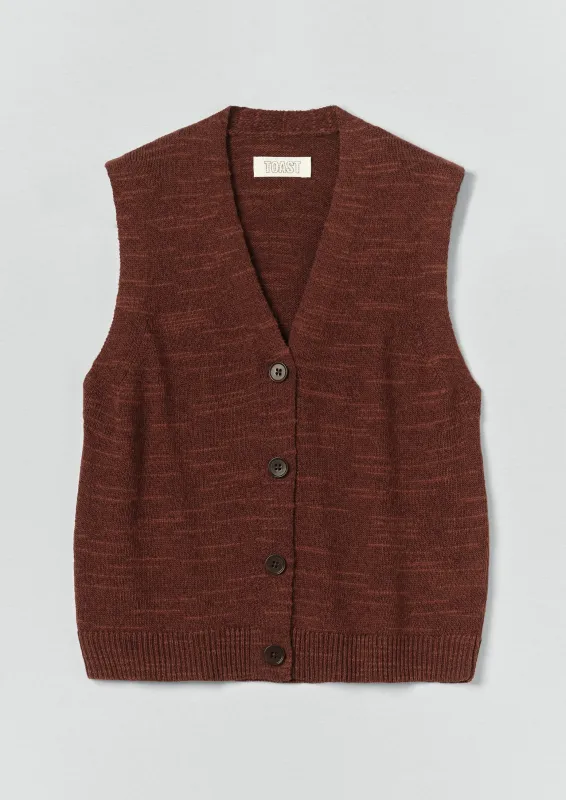Fine Knitted Linen Cotton Tank | Beetroot sold by TOAST
