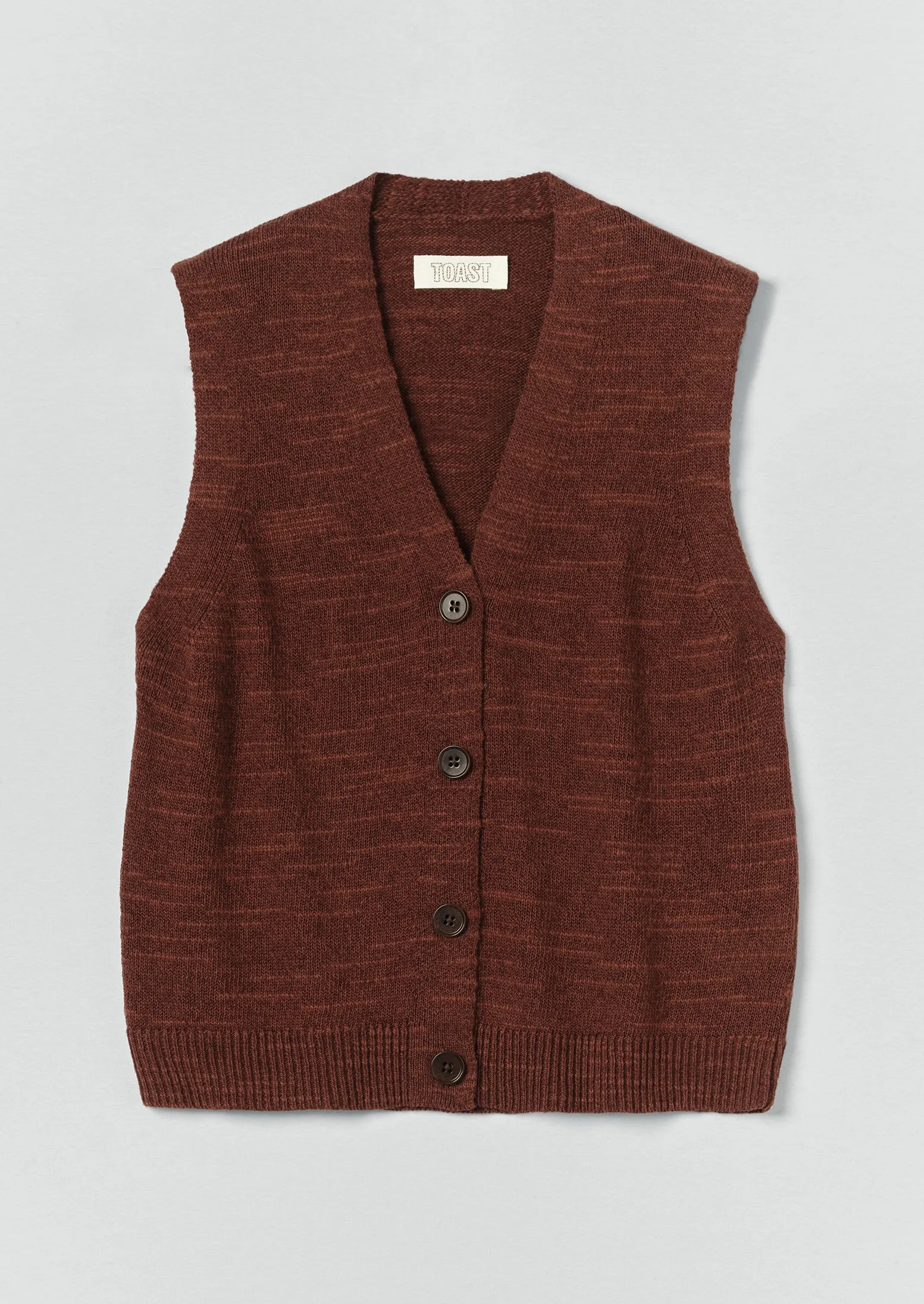 Fine Knitted Linen Cotton Tank | Beetroot sold by TOAST