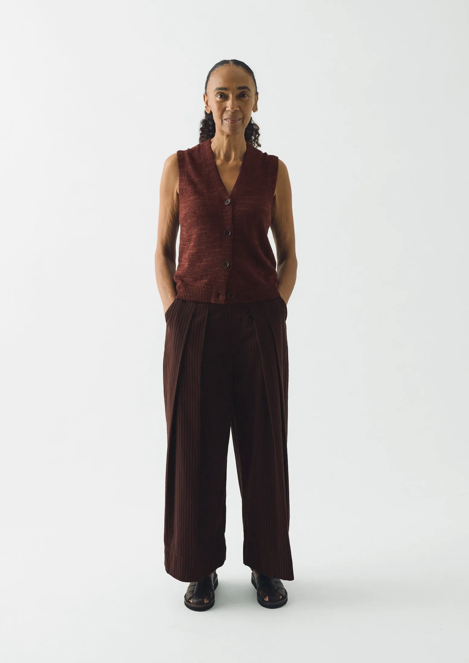 Fine Knitted Linen Cotton Tank | Beetroot sold by TOAST product image thumbnail 5